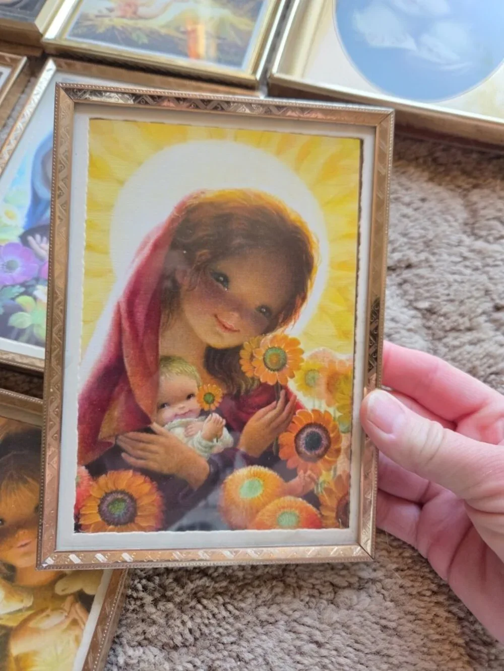 Vintage Juan Ferrandiz Framed Greeting Card Picture Collection Set 8 Mother Mary